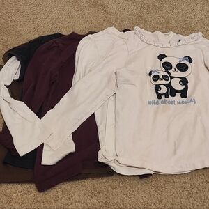Panda Print Long Sleeve Kids Tee - White